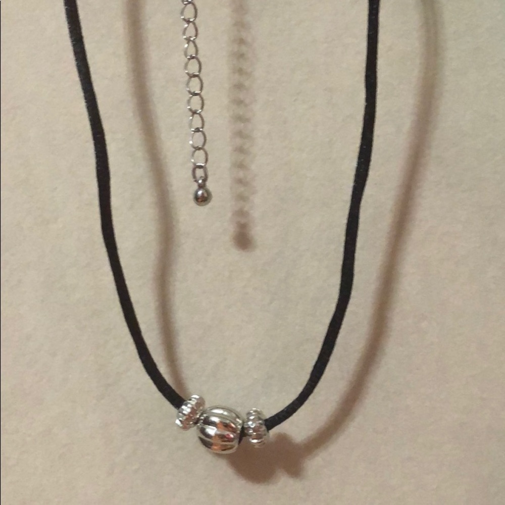 silver and black choker